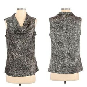 Vince Camuto Day To Night Silky Snake Sleeveless Draped Cowl Neck‎ Top Black XS